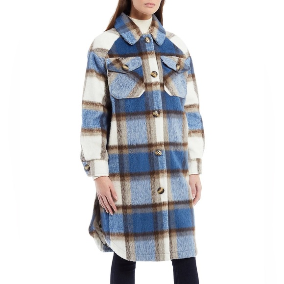 Calvin Klein Blue Plaid Coat Jacket Shacket XXL - Picture 6 of 8